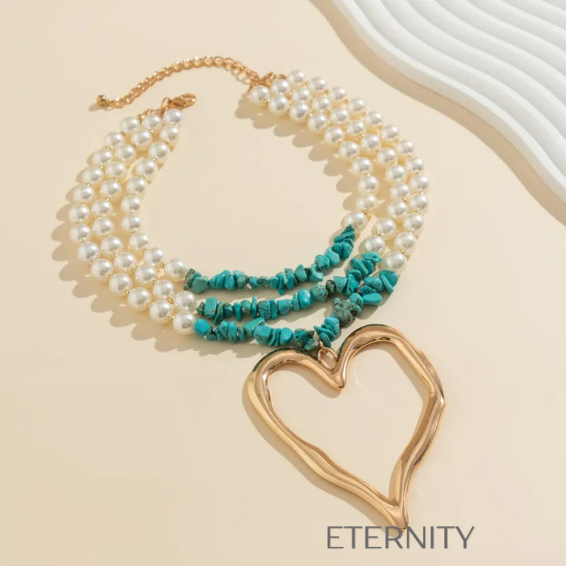 Maxi Collar Corazón Bohemio  Cadenas Dorado Unica Acero Inoxidable  ETERNITY