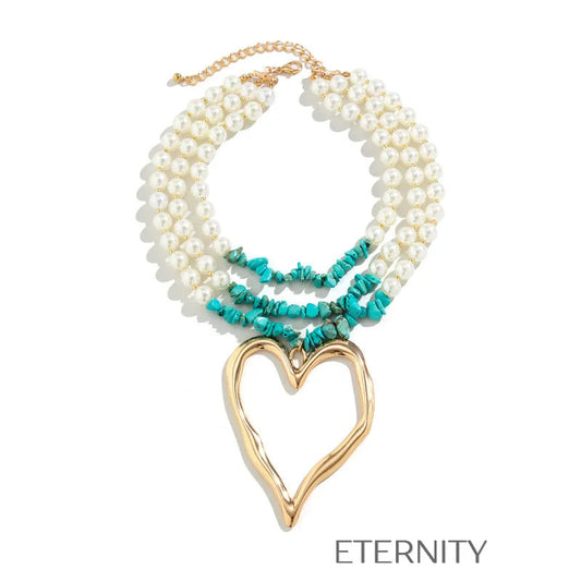 Maxi Collar Corazón Bohemio  Cadenas Dorado Unica Acero Inoxidable  ETERNITY