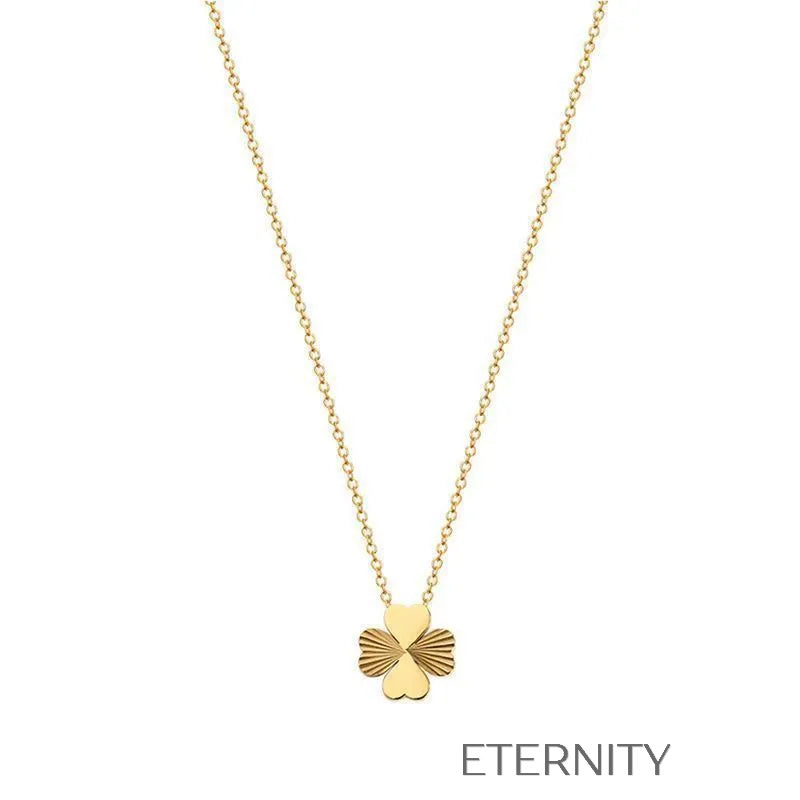 Collar Radiant Clover con Dije de Trébol de Cuatro Hojas en Oro  Cadenas Dorado Unica Acero Inoxidable  ETERNITY