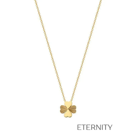 Collar Radiant Clover con Dije de Trébol de Cuatro Hojas en Oro  Cadenas Dorado Unica Acero Inoxidable  ETERNITY