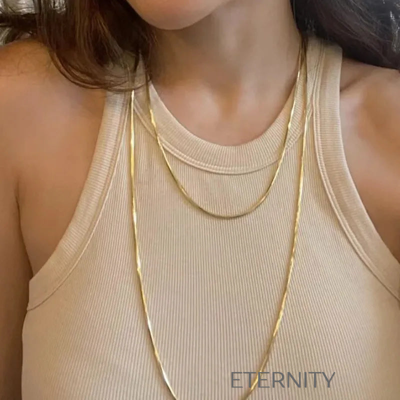 Collar Doble Liquid Metal  Cadenas Dorado Unica Acero Inoxidable  ETERNITY