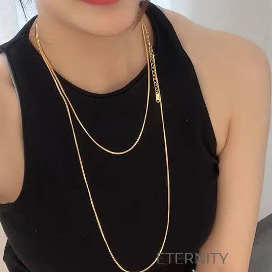 Collar Doble Liquid Metal  Cadenas Dorado Unica Acero Inoxidable  ETERNITY