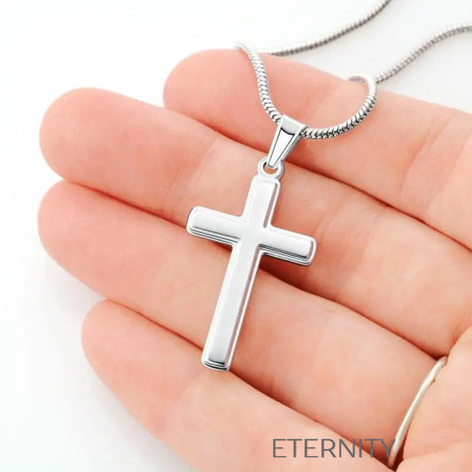 Collar plateado con cruz pulida y cadena moderna Cadenas Plateado Unica Acero Inoxidable  ETERNITY