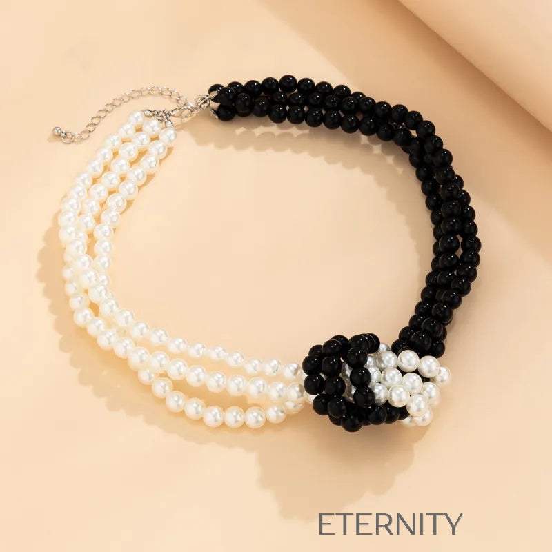 Collar Imperial Pearl de Triple Capa  Cadenas Perla Unica Acero Inoxidable  ETERNITY