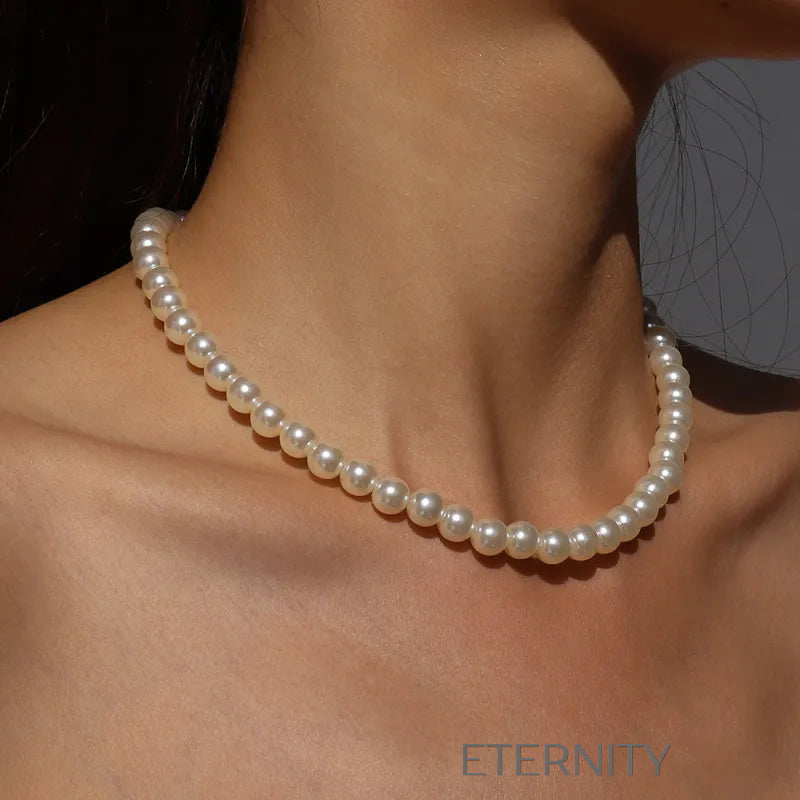 Collar de perlas en múltiples hileras elegante y clásico Cadenas Perla Unica Acero Inoxidable  ETERNITY