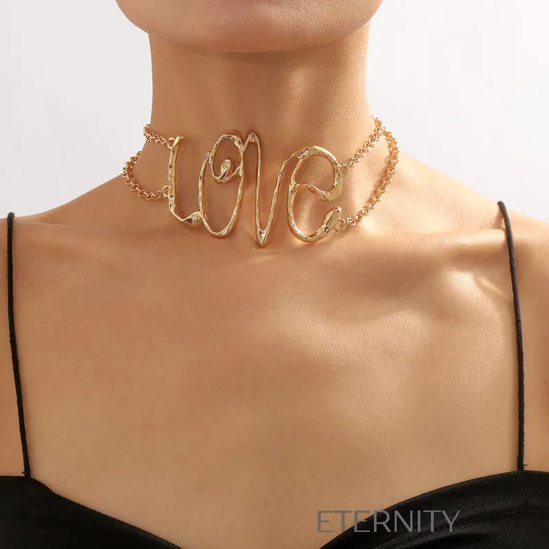 Choker Love Artístico  Cadenas Dorado Unica Acero Inoxidable  ETERNITY