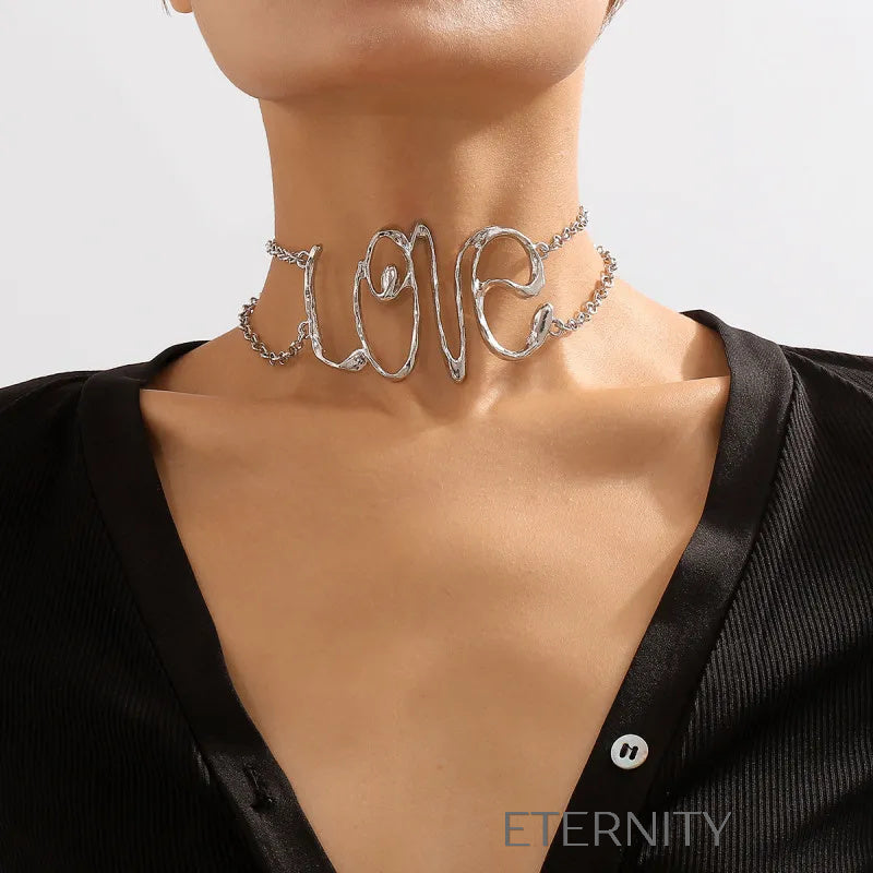 Choker Love Artístico  Cadenas Dorado Unica Acero Inoxidable  ETERNITY