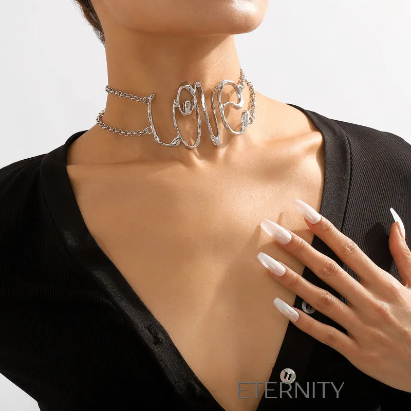 Choker Love Artístico  Cadenas Dorado Unica Acero Inoxidable  ETERNITY