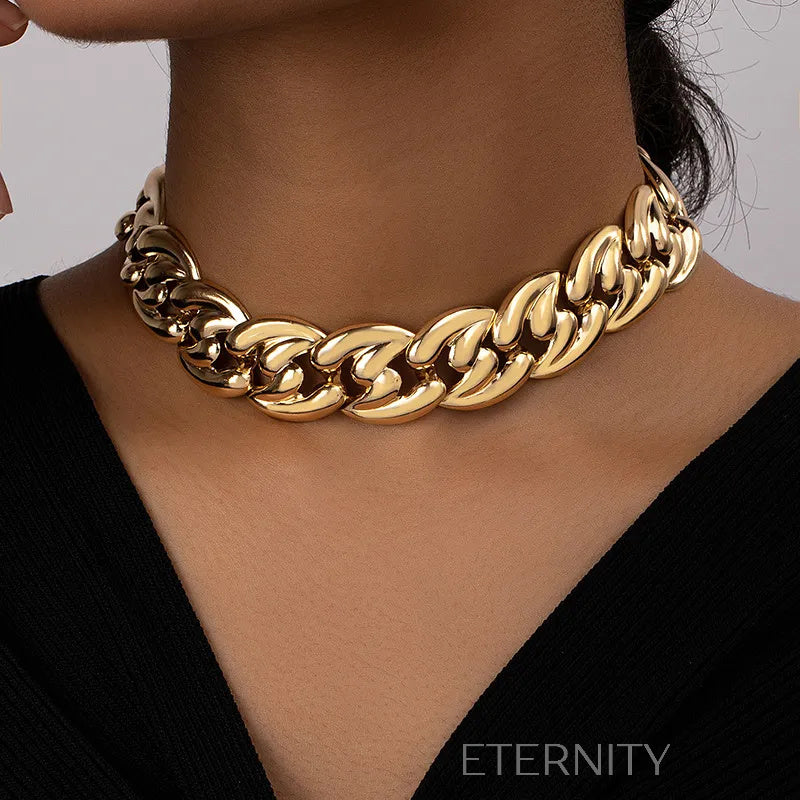 Collar Bold Chain de Eslabones Gruesos en Oro y Plata  Cadenas Dorado Unica Acero Inoxidable  ETERNITY