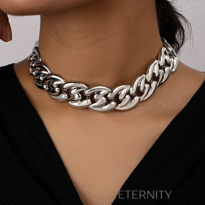 Collar Bold Chain de Eslabones Gruesos en Oro y Plata  Cadenas Dorado Unica Acero Inoxidable  ETERNITY