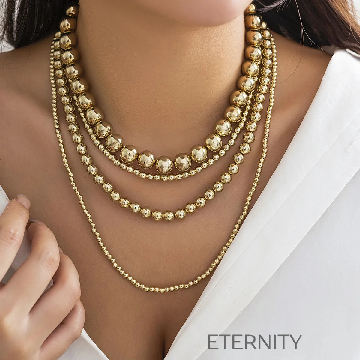Collar Gilded Sphere Multinivel  Cadenas Dorado Unica Acero Inoxidable  ETERNITY