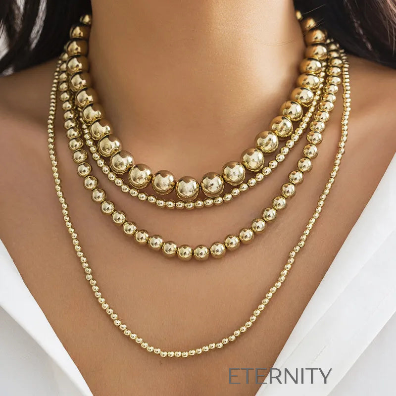 Collar Gilded Sphere Multinivel  Cadenas Dorado Unica Acero Inoxidable  ETERNITY