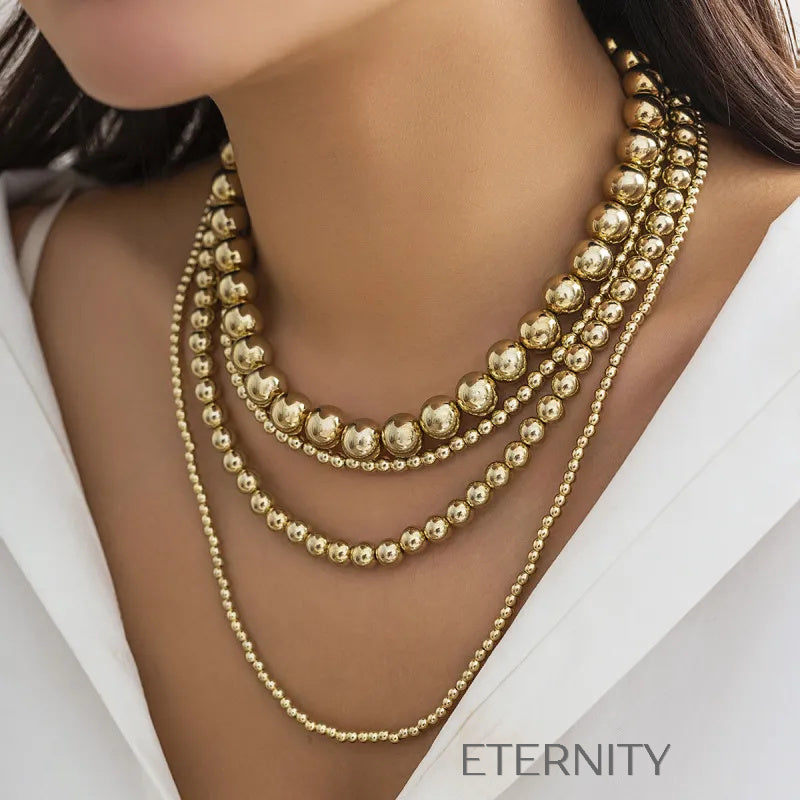 Collar Gilded Sphere Multinivel  Cadenas Dorado Unica Acero Inoxidable  ETERNITY