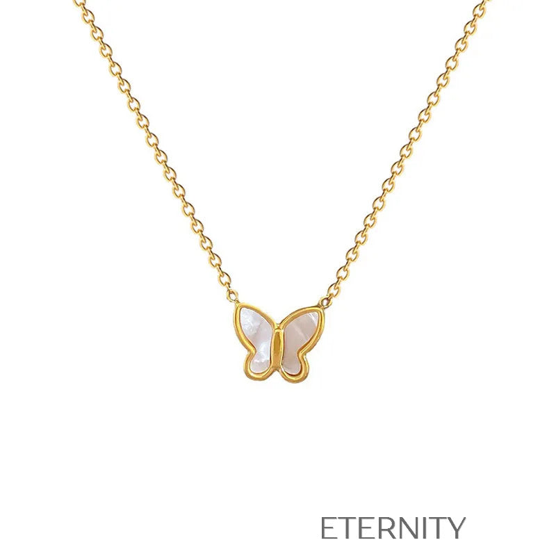 Collar Ethereal Butterfly de Acero y Nácar  Cadenas Dorado Unica Acero Inoxidable  ETERNITY