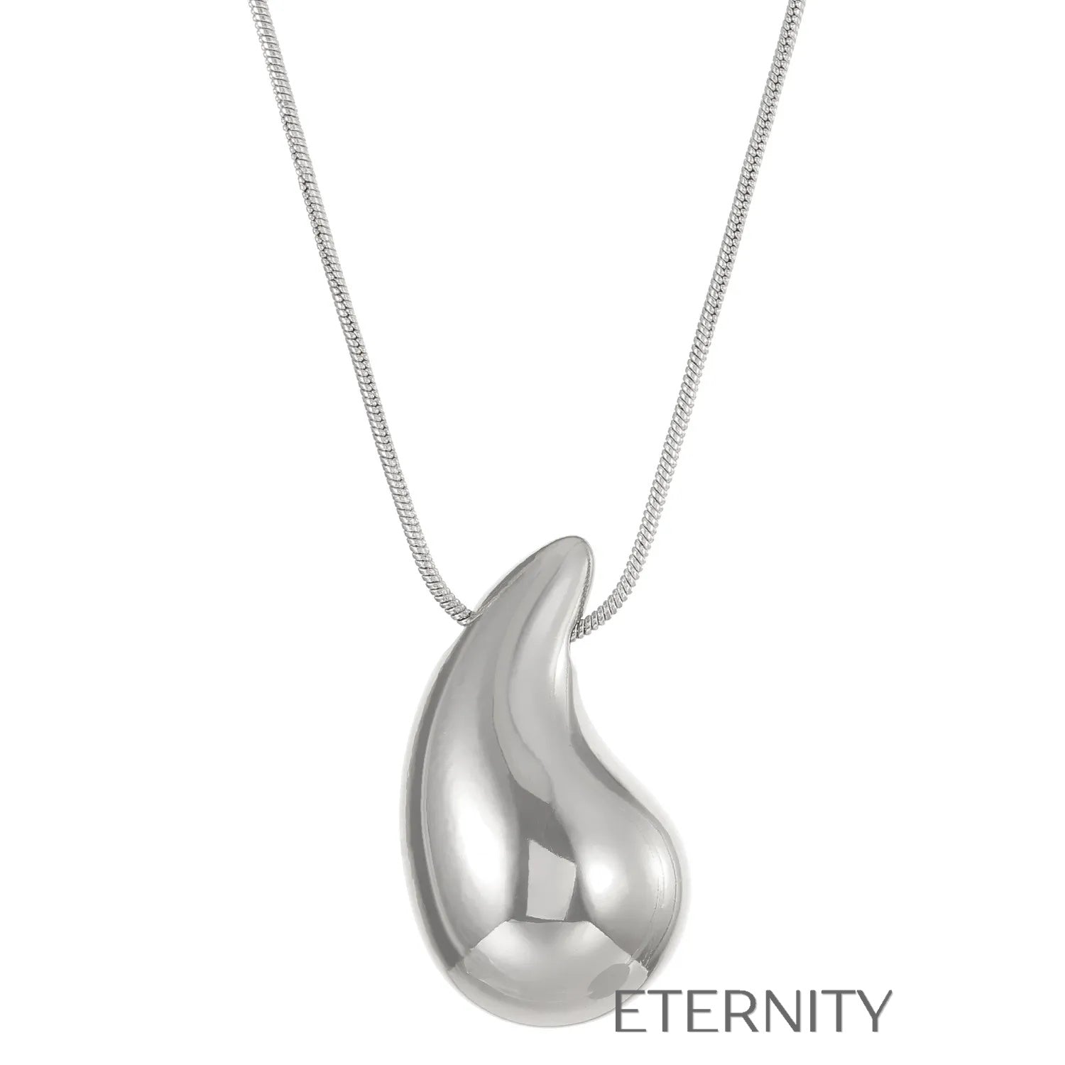 Collar de Dije de Gota Voluminosa Liquid Metal  Cadenas Dorado Unica Acero Inoxidable  ETERNITY