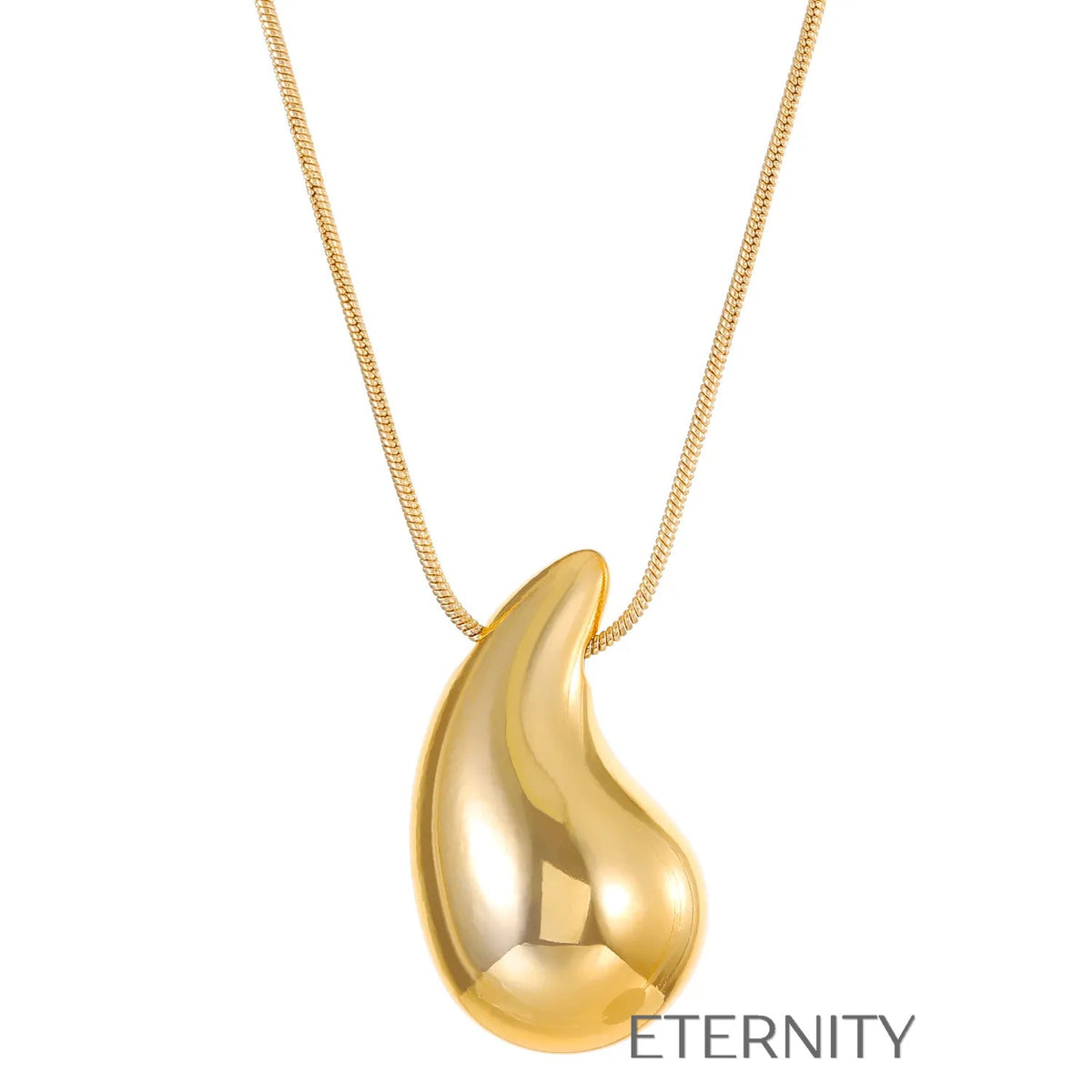 Collar de Dije de Gota Voluminosa Liquid Metal  Cadenas Dorado Unica Acero Inoxidable  ETERNITY