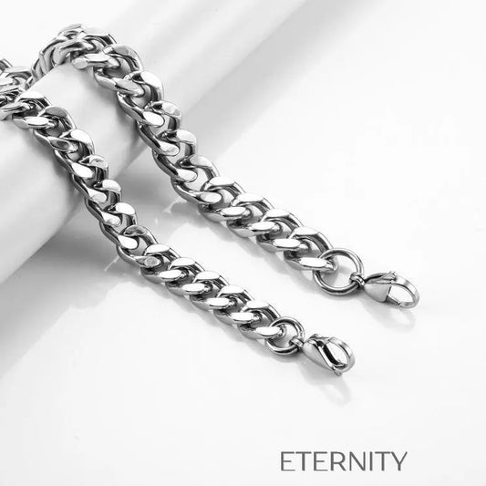 Collar plateado tipo Cuban link grueso y brillante Cadenas Plateado 23cm Acero Inoxidable  ETERNITY