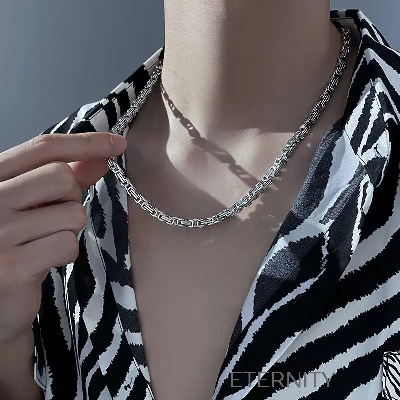 Collar Imperial Chain de Eslabones Bizantinos  Cadenas Plateado 55cm Acero Inoxidable  ETERNITY