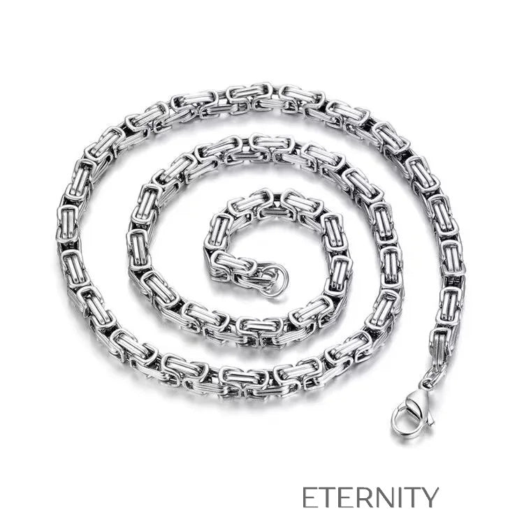 Collar Imperial Chain de Eslabones Bizantinos  Cadenas Plateado 55cm Acero Inoxidable  ETERNITY