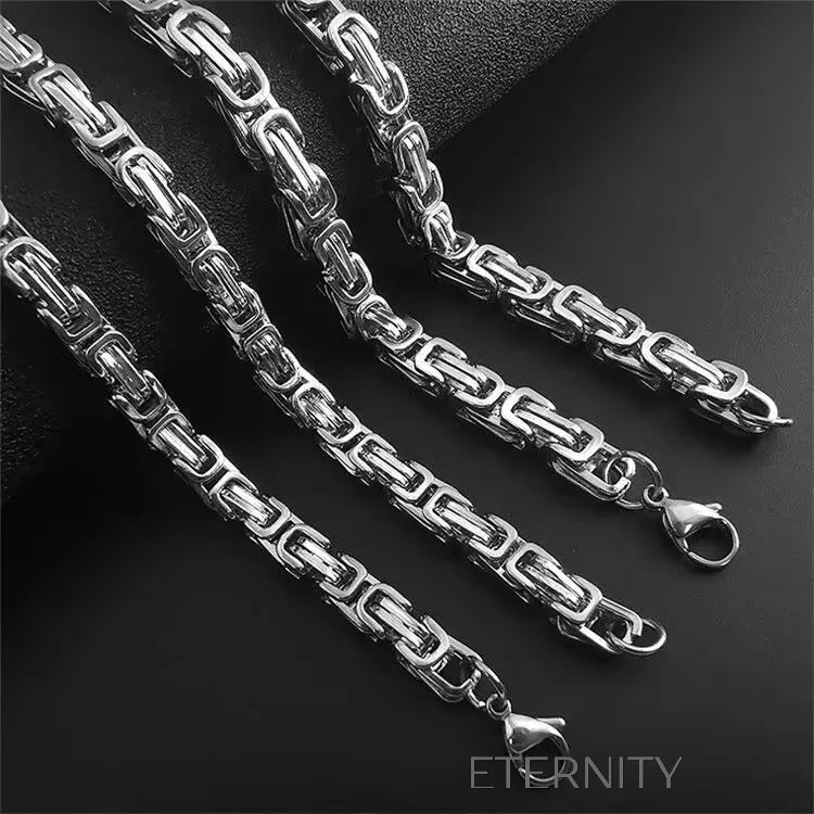Collar Imperial Chain de Eslabones Bizantinos  Cadenas Plateado 55cm Acero Inoxidable  ETERNITY