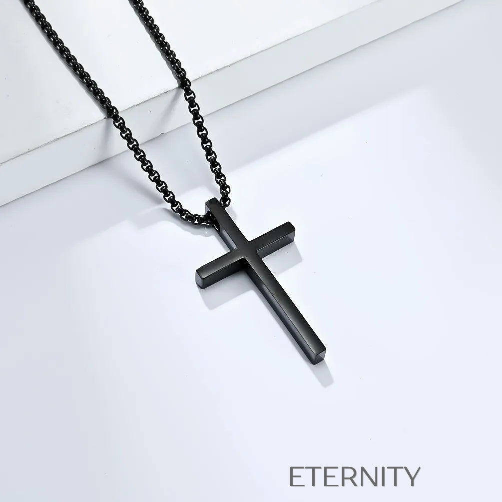 Collar Eternal Faith  Cadenas Negro 53mm Acero Inoxidable  ETERNITY