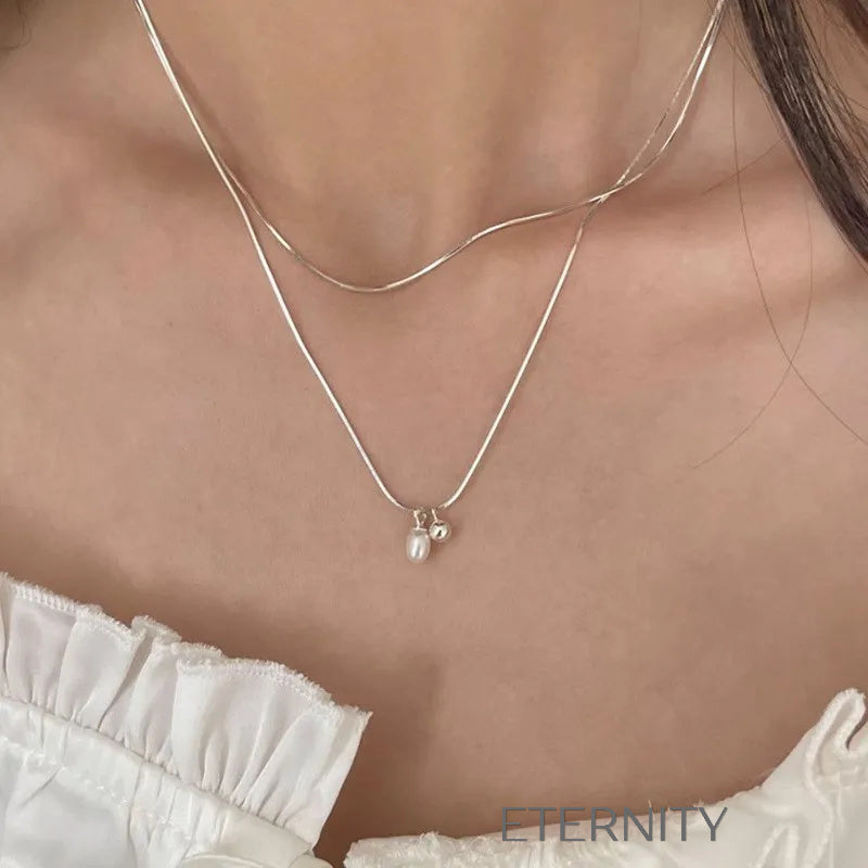 Collares Minimalistas con Perlas y Dijes Orgánicos  Cadenas Dorado Unica Acero Inoxidable  ETERNITY