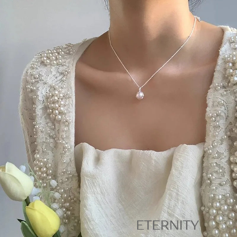 Collares Minimalistas con Perlas y Dijes Orgánicos  Cadenas Dorado Unica Acero Inoxidable  ETERNITY