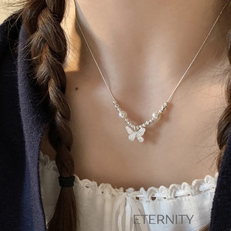 Collares Minimalistas con Perlas y Dijes Orgánicos  Cadenas Dorado Unica Acero Inoxidable  ETERNITY