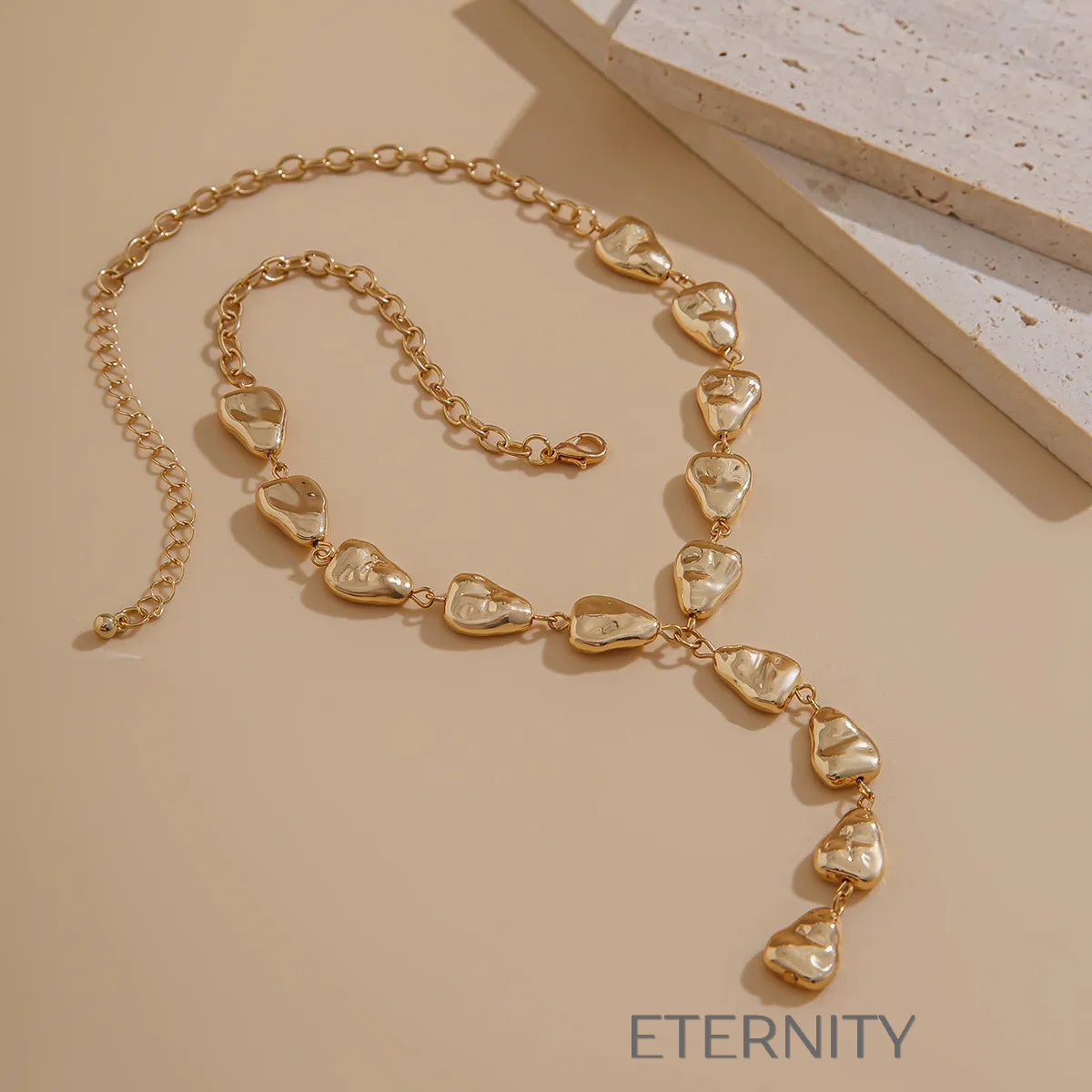 Collar Liquid Essence de Gotas Orgánicas  Cadenas Dorado Unica Acero Inoxidable  ETERNITY