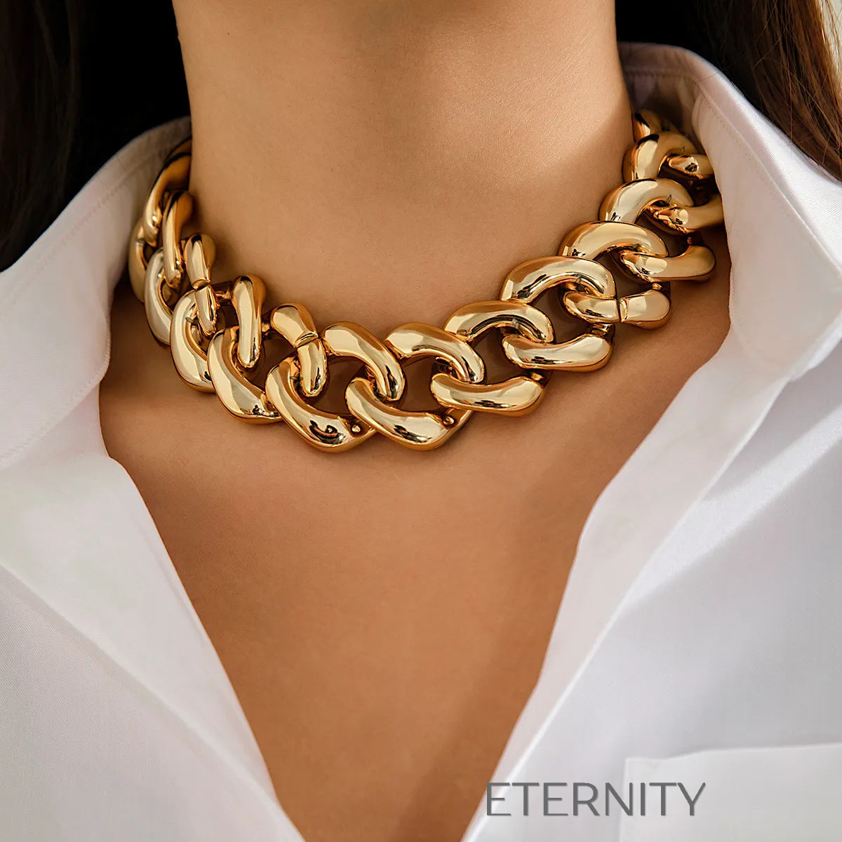 Collar Industrial Bold Eslabones XL  Cadenas Dorado Unica Acero Inoxidable  ETERNITY