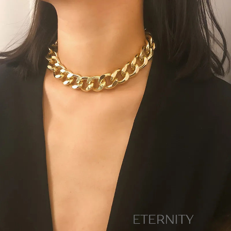 Collar Industrial Bold Eslabones XL  Cadenas Dorado Unica Acero Inoxidable  ETERNITY
