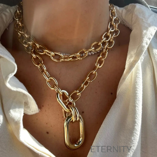 Maxi Collar Industrial Bold  Cadenas Dorado Unica Acero Inoxidable  ETERNITY