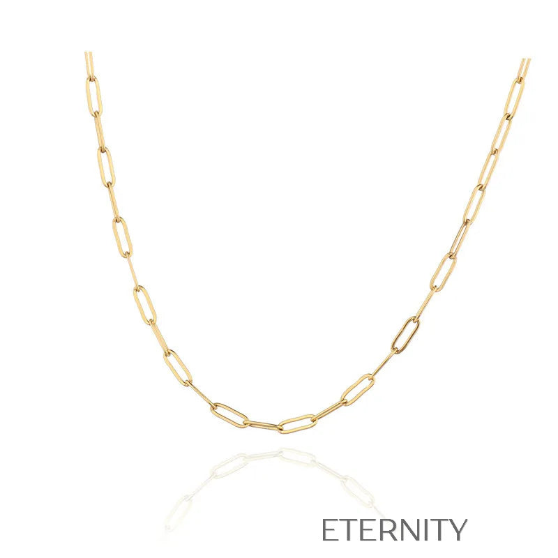 Collar de Cadena con Eslabones Rectangulares Minimalistas  Cadenas Dorado Unica Acero Inoxidable  ETERNITY