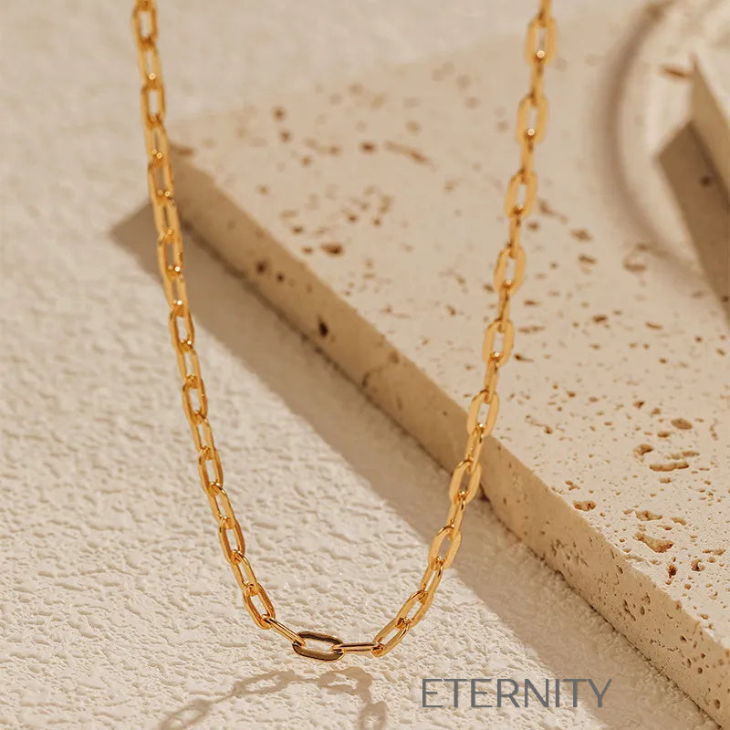 Collar de Cadena con Eslabones Rectangulares Minimalistas  Cadenas Dorado Unica Acero Inoxidable  ETERNITY