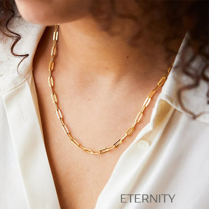 Collar de Cadena con Eslabones Rectangulares Minimalistas  Cadenas Dorado Unica Acero Inoxidable  ETERNITY