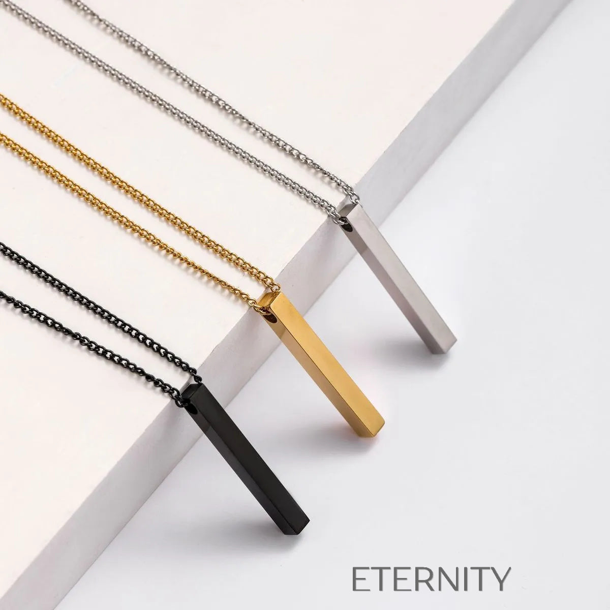 Collar Linear Essence Minimalista  Cadenas Negro 50cm Acero Inoxidable  ETERNITY