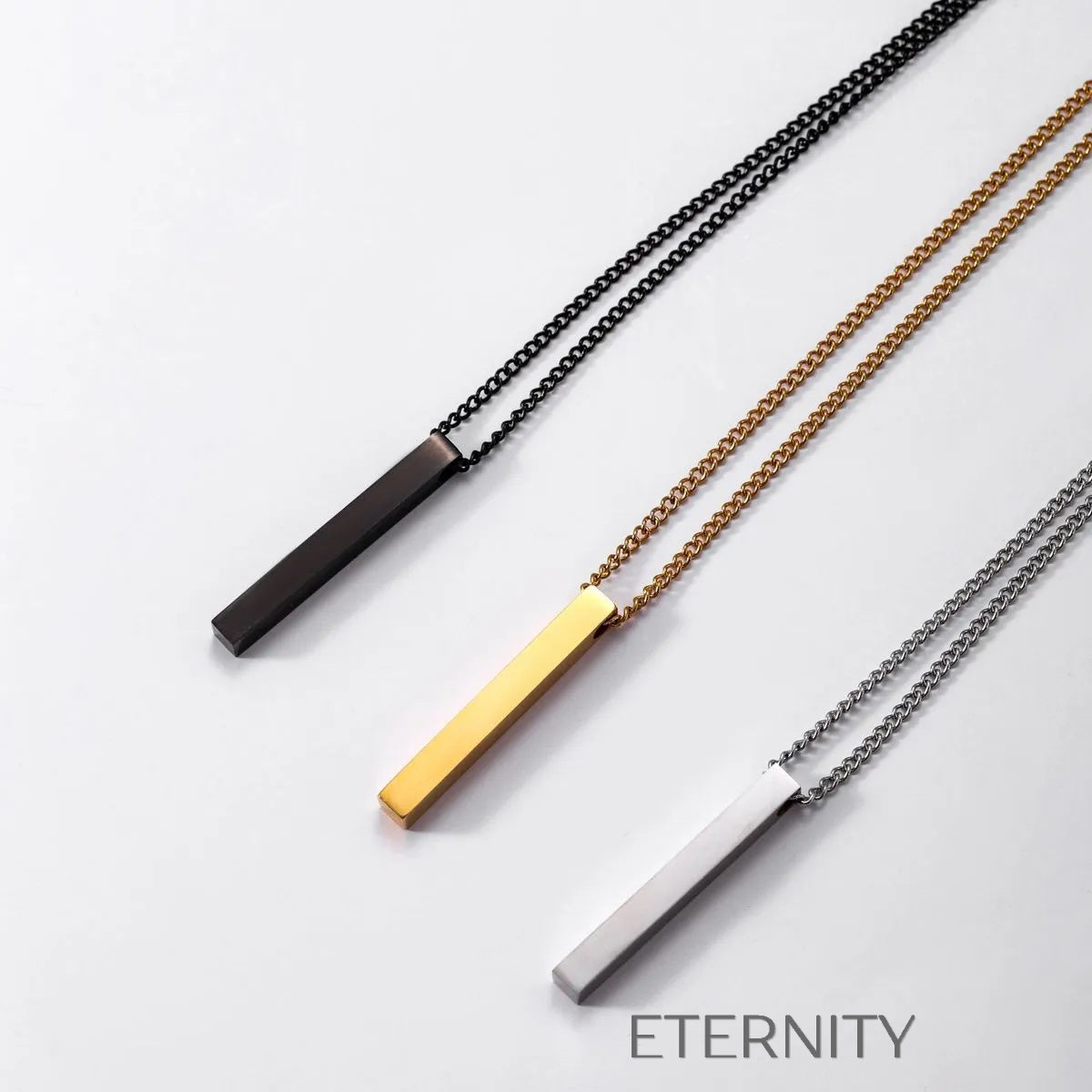 Collar Linear Essence Minimalista  Cadenas Negro 50cm Acero Inoxidable  ETERNITY