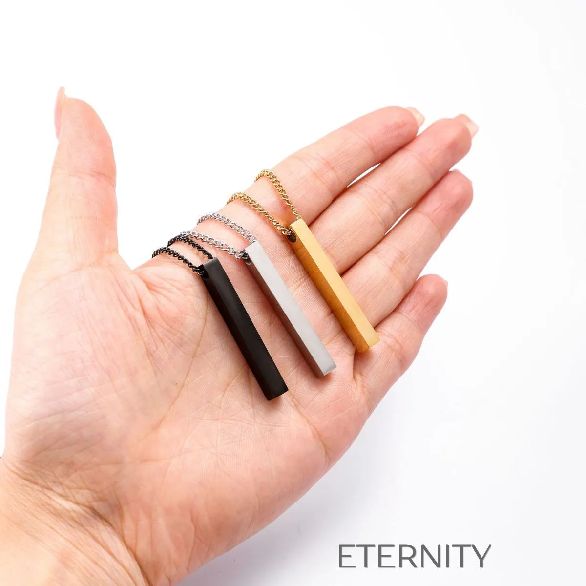 Collar Linear Essence Minimalista  Cadenas Negro 50cm Acero Inoxidable  ETERNITY