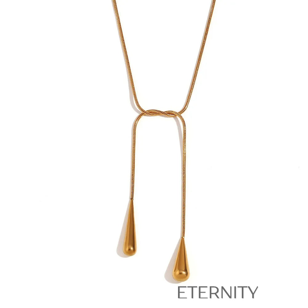 Collar Liquid Teardrop de Cadena Snake  Cadenas Dorado Unica Acero Inoxidable  ETERNITY
