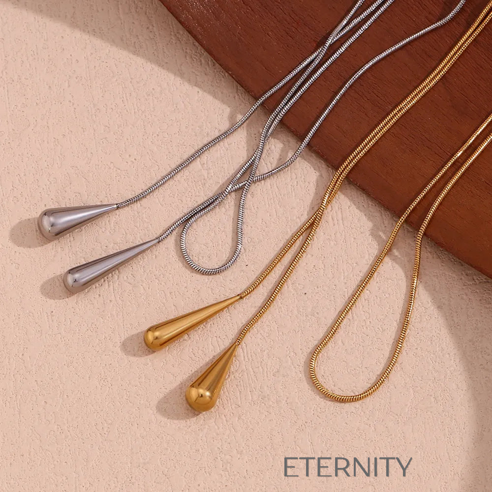 Collar Liquid Teardrop de Cadena Snake  Cadenas Dorado Unica Acero Inoxidable  ETERNITY
