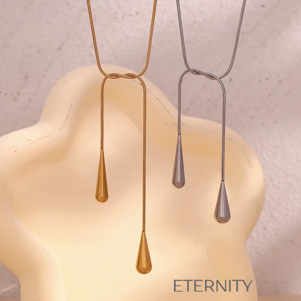 Collar Liquid Teardrop de Cadena Snake  Cadenas Dorado Unica Acero Inoxidable  ETERNITY
