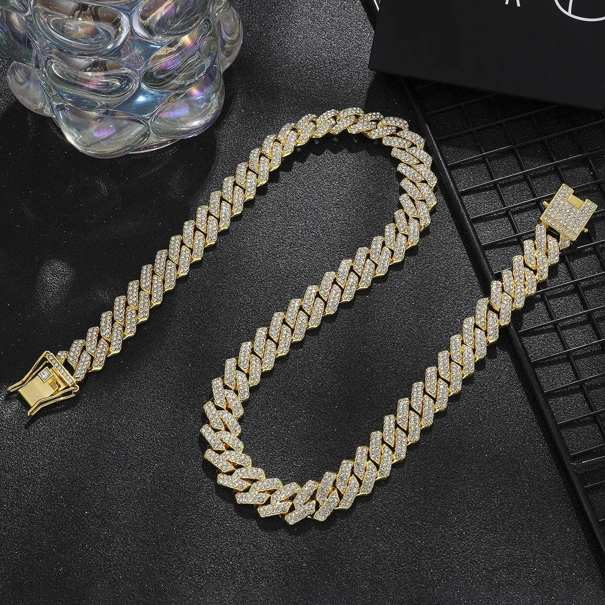 Cadena "Iced Cuban" ETERNITY - Eslabones con Cristales
