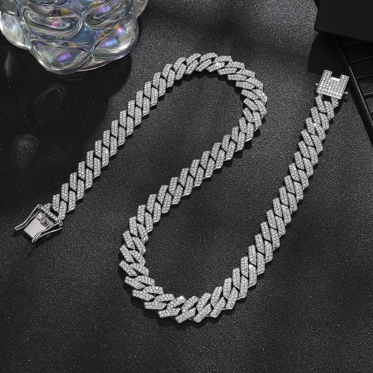 Cadena "Iced Cuban" ETERNITY - Eslabones con Cristales