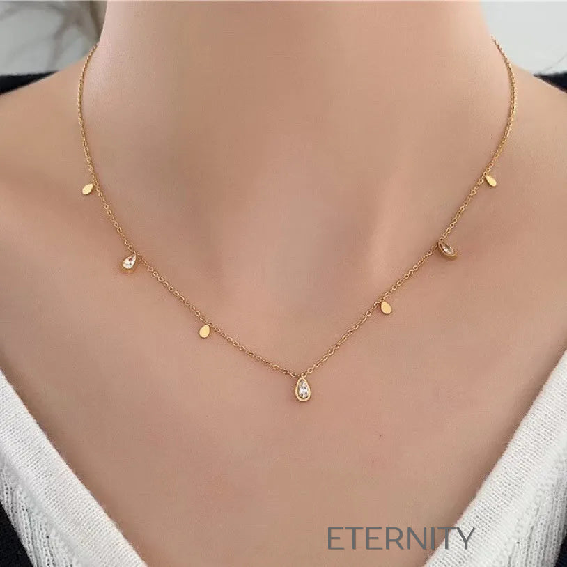 Collares Geometric Charm con Cristales y Dijes de Oro  Cadenas Dorado Unica Acero Inoxidable  ETERNITY