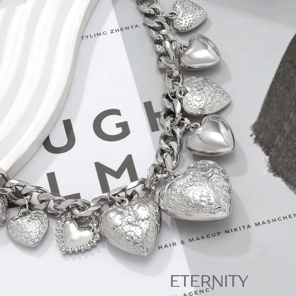 Collar colgante forma corazón Cadenas Plateado Unica Acero Inoxidable  ETERNITY