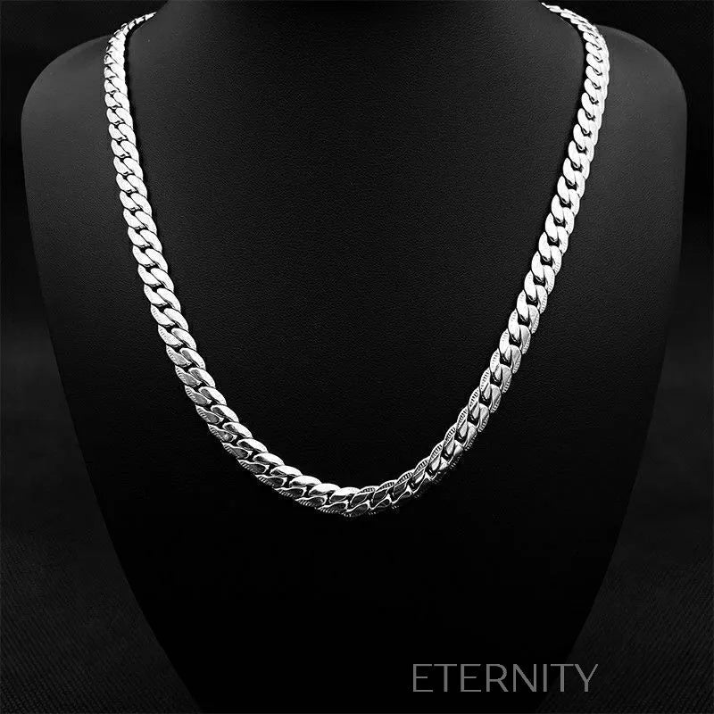 Cadena de Eslabones Planos Estilo Serpiente en Plata  Cadenas Plateado 60cm Acero Inoxidable  ETERNITY