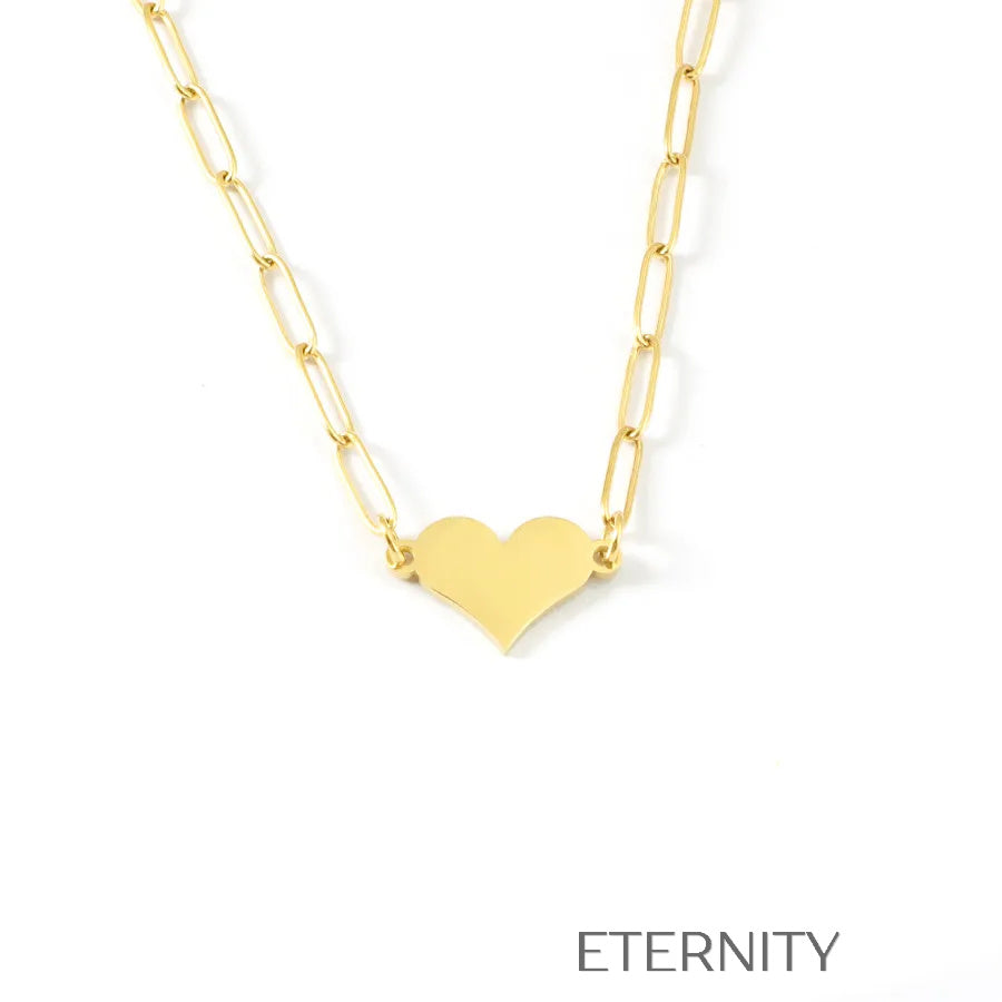 Collar de Cadena de Eslabones Rectangulares con Dije de Corazón  Cadenas Dorado Unica Acero Inoxidable  ETERNITY