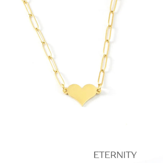 Collar de Cadena de Eslabones Rectangulares con Dije de Corazón  Cadenas Dorado Unica Acero Inoxidable  ETERNITY
