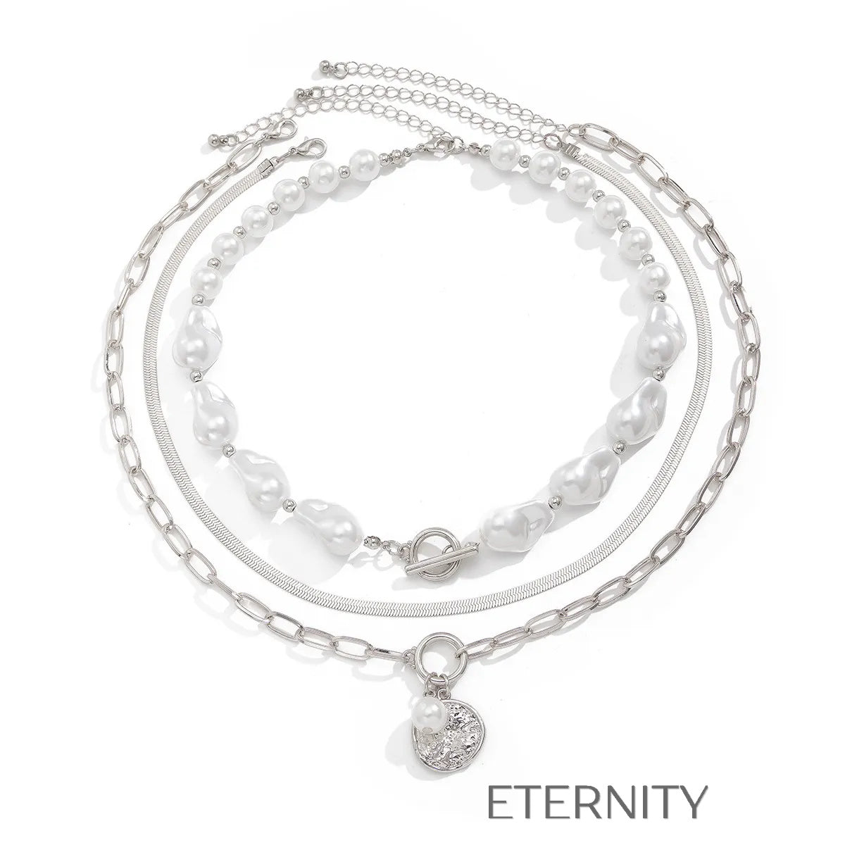 Collar Perlas Barrocas  Cadenas Dorado Unica Acero Inoxidable  ETERNITY