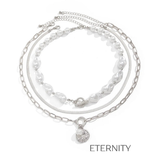 Collar Perlas Barrocas  Cadenas Dorado Unica Acero Inoxidable  ETERNITY
